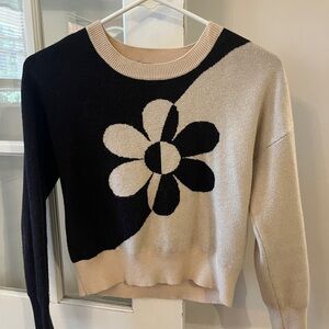 Kids' Black and Cream Floral Sweater